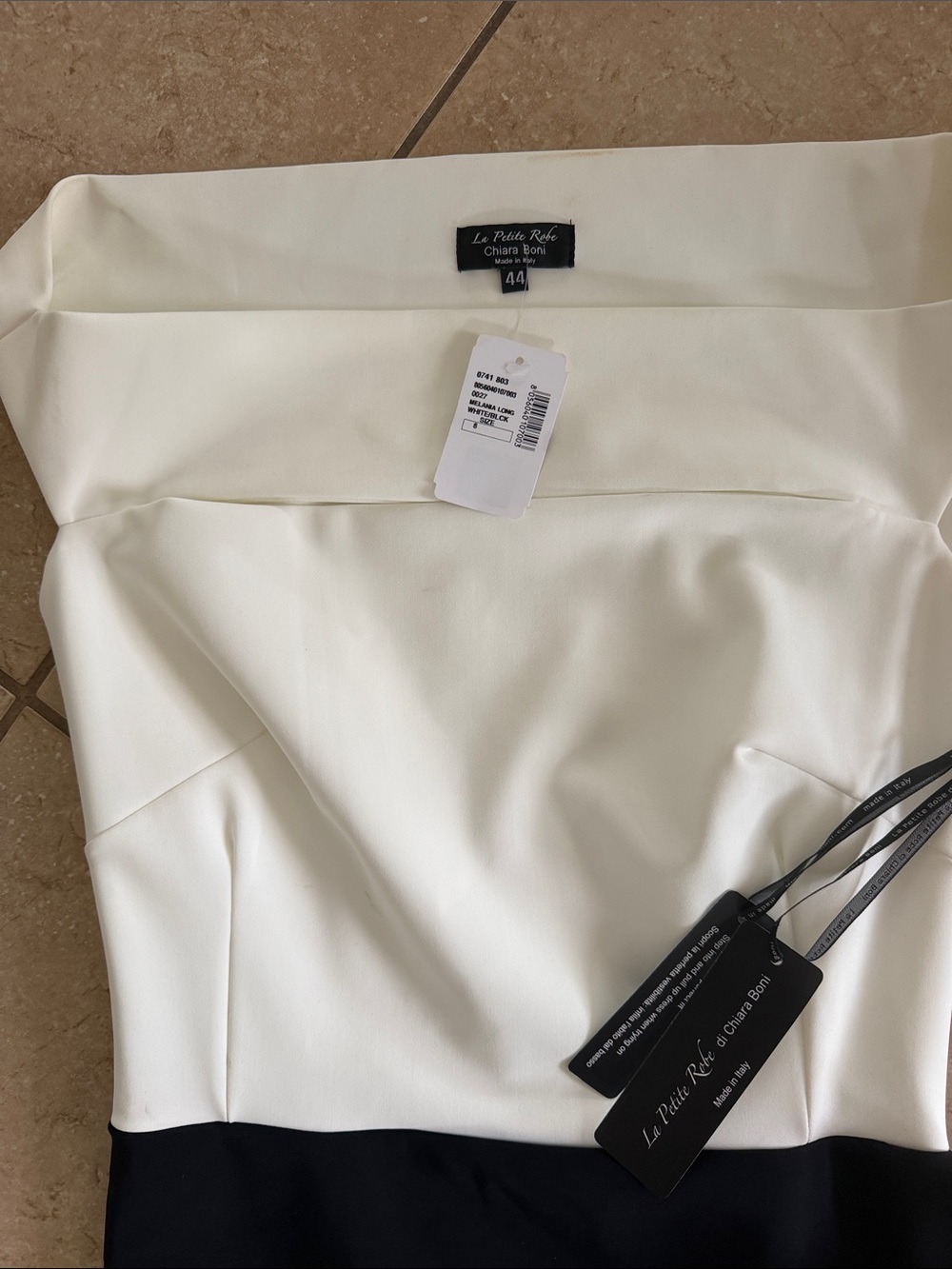 Chiara Boni Black and White Off-Shoulder Maxi Gown - Picture 2 of 16